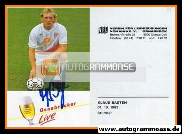 Autogramm Fussball | VfL Osnabrück | 1988 | Klaus BASTEN