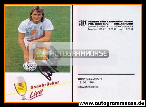 Autogramm Fussball | VfL Osnabrück | 1988 | Dirk GELLRICH