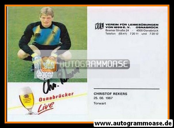Autogramm Fussball | VfL Osnabrück | 1988 | Christof REKERS