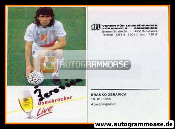 Autogramm Fussball | VfL Osnabrück | 1988 | Branko ZERAVICA
