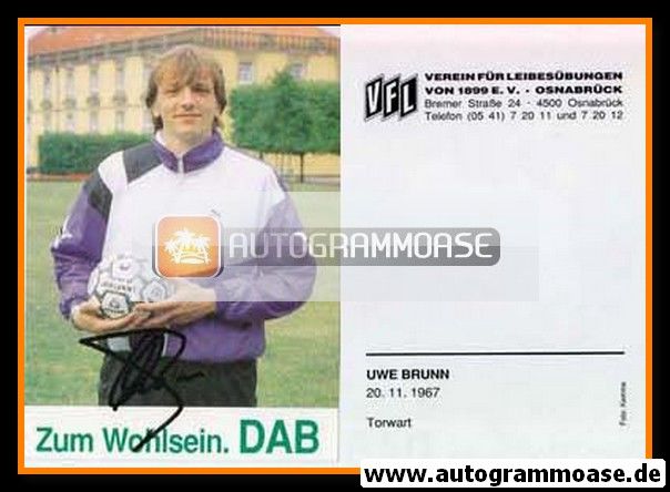 Autogramm Fussball | VfL Osnabrück | 1991 | Uwe BRUNN