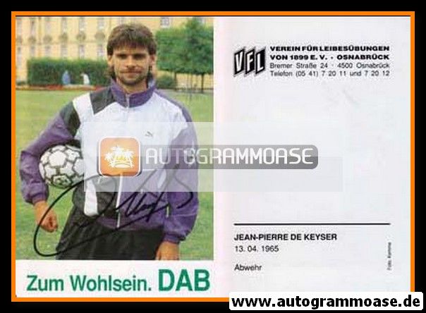 Autogramm Fussball | VfL Osnabrück | 1991 | Jean-Pierre DE KEYSER