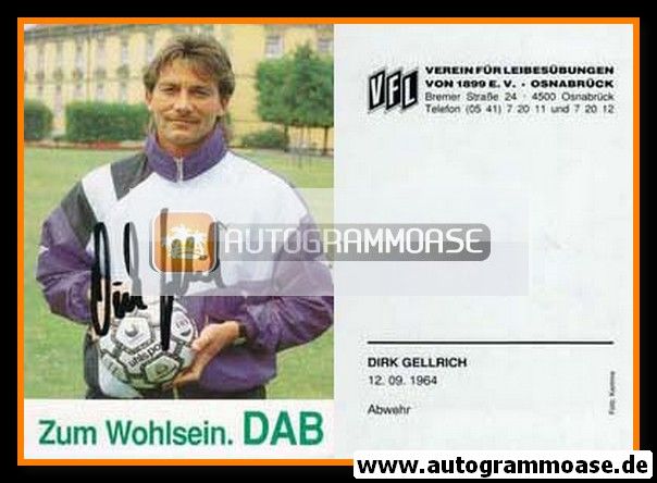 Autogramm Fussball | VfL Osnabrück | 1991 | Dirk GELLRICH