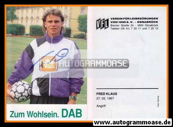 Autogramm Fussball | VfL Osnabrück | 1991 | Fred KLAUS