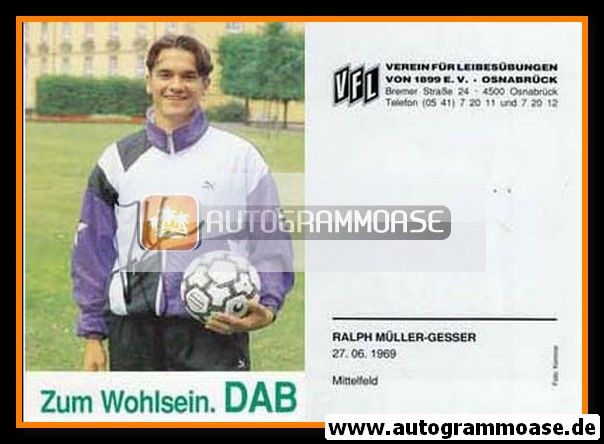 Autogramm Fussball | VfL Osnabrück | 1991 | Ralph MÜLLER-GESSER