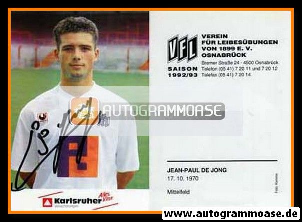 Autogramm Fussball | VfL Osnabrück | 1992 | Jean-Paul DE JONG