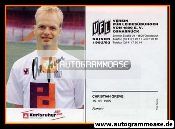 Autogramm Fussball | VfL Osnabrück | 1992 | Christian GREVE