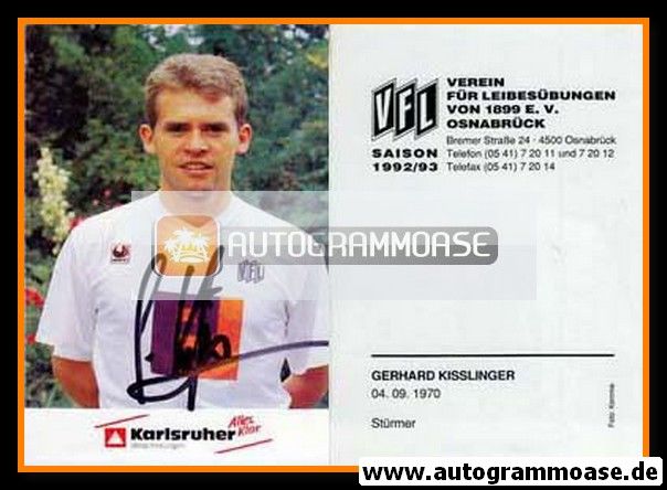 Autogramm Fussball | VfL Osnabrück | 1992 | Gerhard KISSLINGER