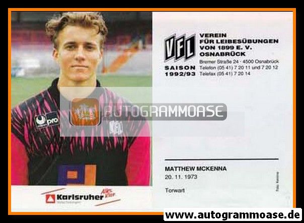 Autogramm Fussball | VfL Osnabrück | 1992 | Matthew McKENNA