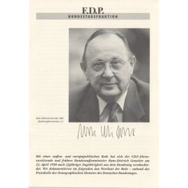 Protokoll Politik | FDP | Hans-Dietrich GENSCHER | 1998 (Portrait SW XM)