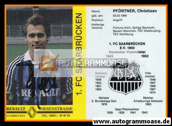 Autogramm Fussball | 1. FC Saarbrücken | 1989 Renault | Christiaan PFÖRTNER