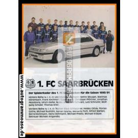 Mannschaftskarte Fussball | 1. FC Saarbrücken | 1990
