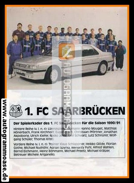 Mannschaftskarte Fussball | 1. FC Saarbrücken | 1990