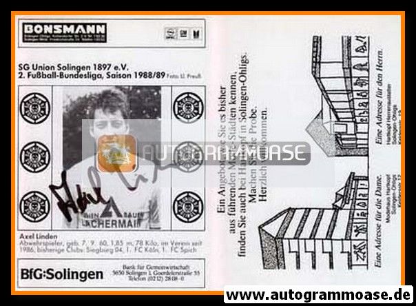 Autogramm Fussball | Union Solingen | 1988 | Axel LINDEN