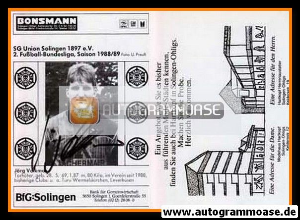 Autogramm Fussball | Union Solingen | 1988 | Jörg VOLKMAR