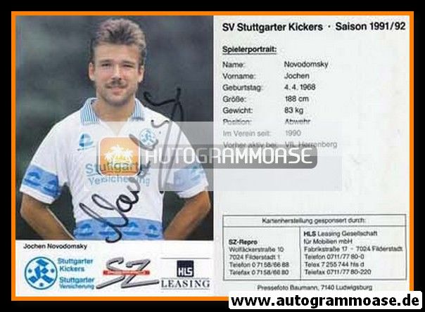 Autogramm Fussball | Stuttgarter Kickers | 1991 | Jochen NOVODOMSKY
