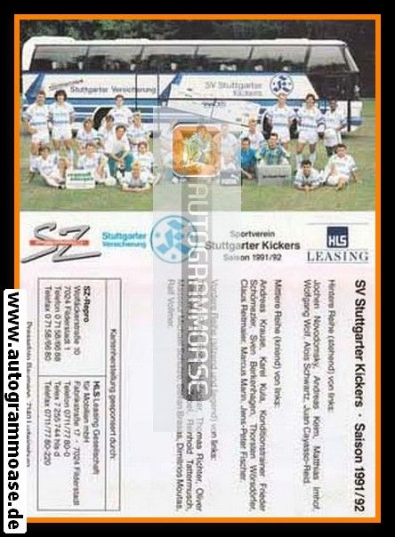 Mannschaftskarte Fussball | Stuttgarter Kickers | 1991