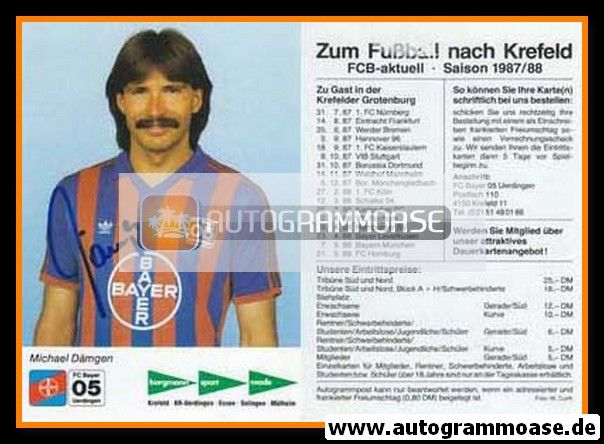 Autogramm Fussball | KFC Uerdingen 05 | 1987 | Michael DÄMGEN