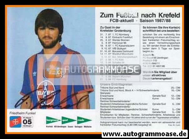 Autogramm Fussball | KFC Uerdingen 05 | 1987 | Friedhelm FUNKEL