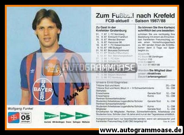 Autogramm Fussball | KFC Uerdingen 05 | 1987 | Wolfgang FUNKEL