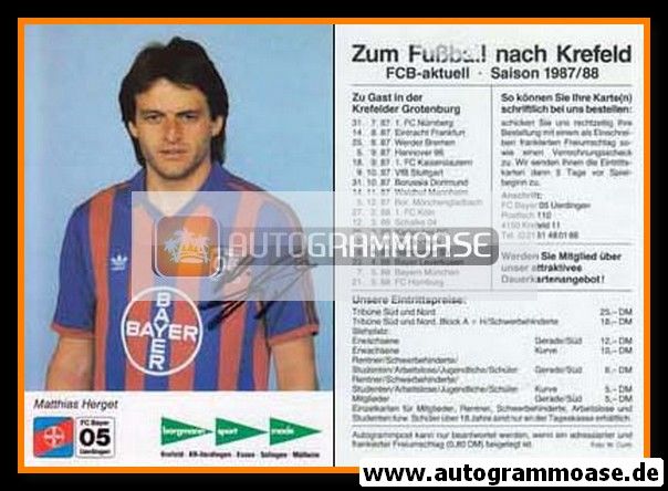 Autogramm Fussball | KFC Uerdingen 05 | 1987 | Matthias HERGET
