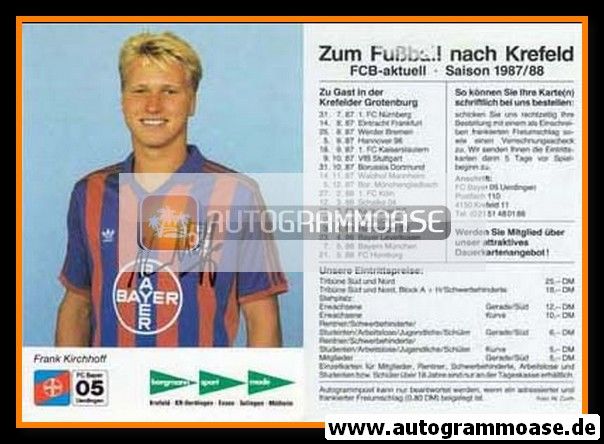 Autogramm Fussball | KFC Uerdingen 05 | 1987 | Frank KIRCHHOFF