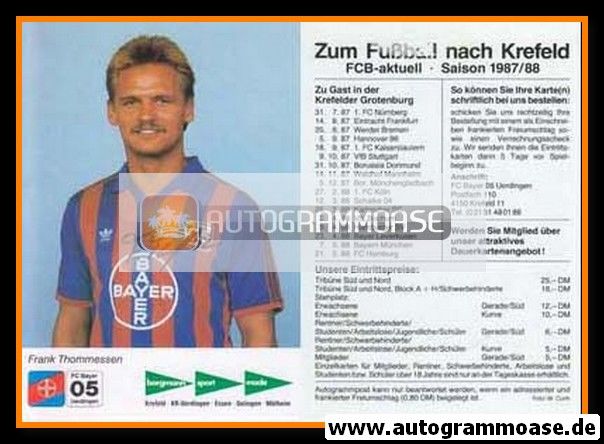 Autogramm Fussball | KFC Uerdingen 05 | 1987 | Frank THOMMESSEN