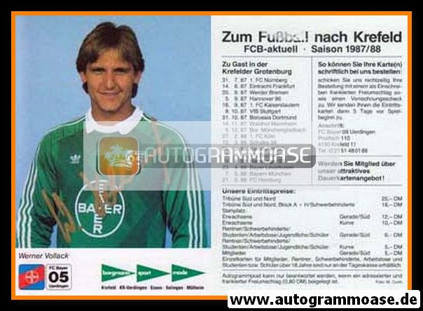 Autogramm Fussball | KFC Uerdingen 05 | 1987 | Werner VOLLACK