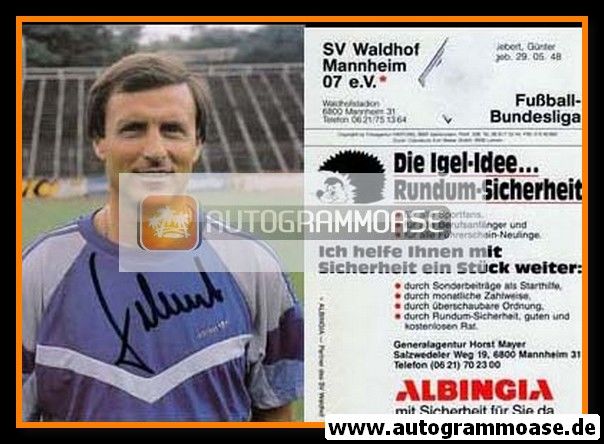 Autogramm Fussball | SV Waldhof Mannheim | 1988 | Günter SEBERT