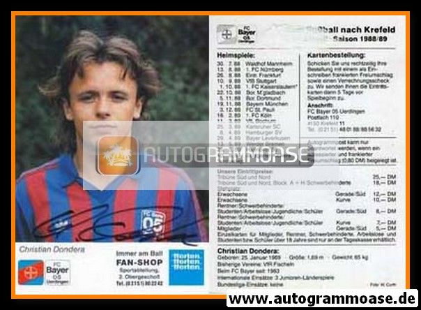 Autogramm Fussball | KFC Uerdingen 05 | 1988 | Christian DONDERA