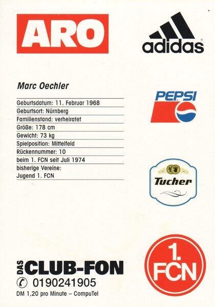 Autogramm Fussball | 1. FC Nürnberg | 1997 | Marc OECHLER