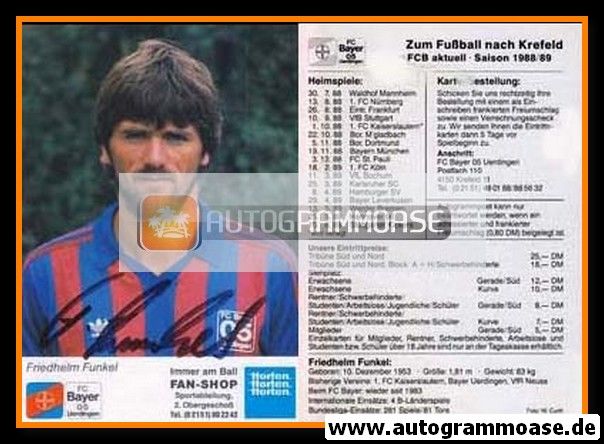 Autogramm Fussball | KFC Uerdingen 05 | 1988 | Friedhelm FUNKEL
