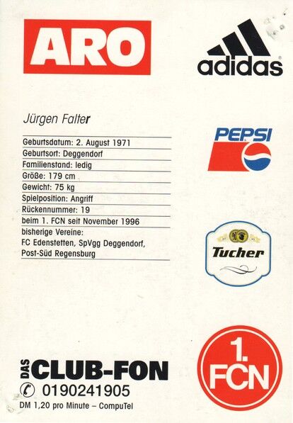 Autogramm Fussball | 1. FC Nürnberg | 1997 | Jürgen FALTER