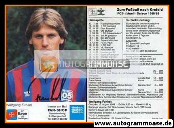 Autogramm Fussball | KFC Uerdingen 05 | 1988 | Wolfgang FUNKEL