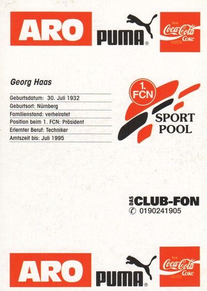 Autogramm Fussball | 1. FC Nürnberg | 1994 | Georg HAAS