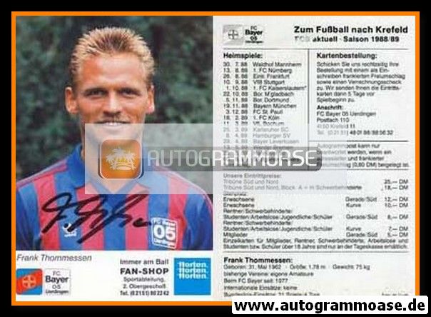 Autogramm Fussball | KFC Uerdingen 05 | 1988 | Frank THOMMESSEN