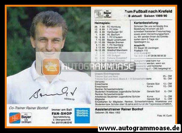 Autogramm Fussball | KFC Uerdingen 05 | 1989 | Rainer BONHOF 