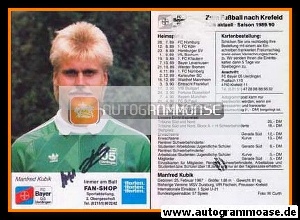Autogramm Fussball | KFC Uerdingen 05 | 1989 | Manfred KUBIK