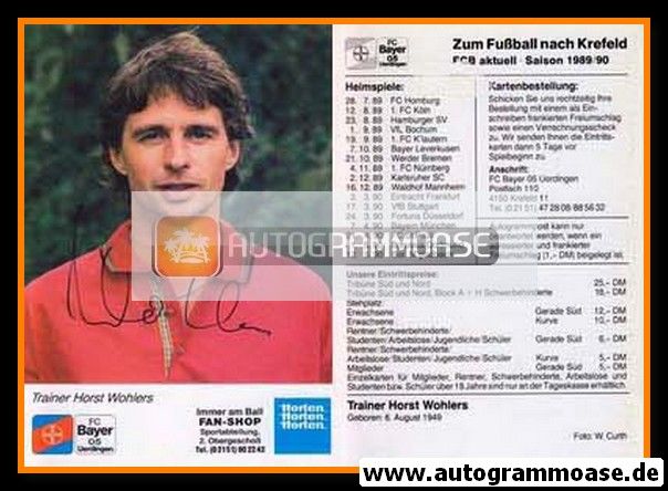Autogramm Fussball | KFC Uerdingen 05 | 1989 | Horst WOHLERS