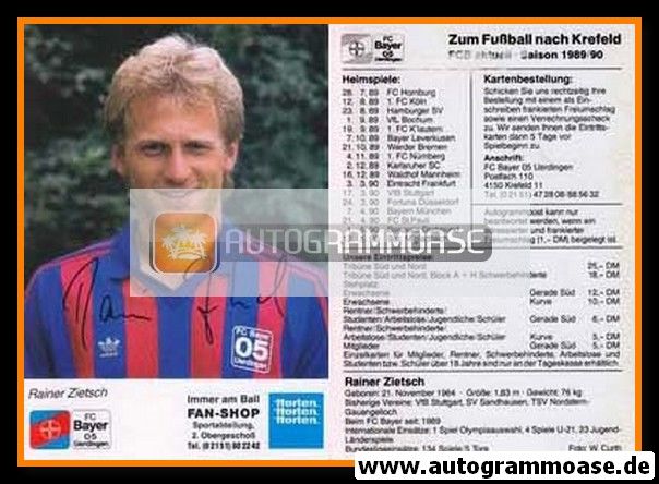 Autogramm Fussball | KFC Uerdingen 05 | 1989 | Rainer ZIETSCH