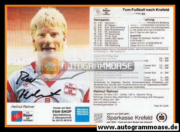 Autogramm Fussball | KFC Uerdingen 05 | 1991 | Helmut RAHNER