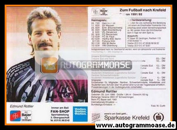 Autogramm Fussball | KFC Uerdingen 05 | 1991 | Edmund ROTTLER