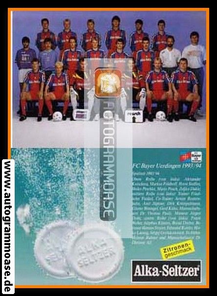 Mannschaftskarte Fussball | KFC Uerdingen 05 | 1993