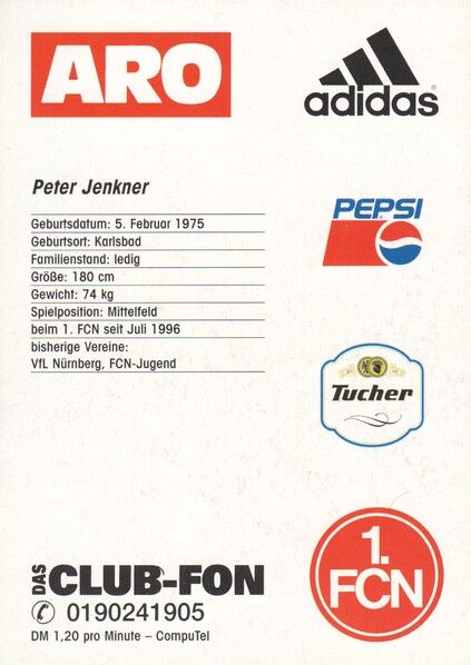 Autogramm Fussball | 1. FC Nürnberg | 1996 | Peter JENKNER