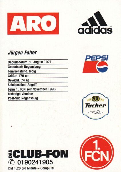Autogramm Fussball | 1. FC Nürnberg | 1996 | Jürgen FALTER (1)