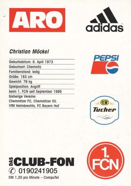 Autogramm Fussball | 1. FC Nürnberg | 1996 | Christian MÖCKEL