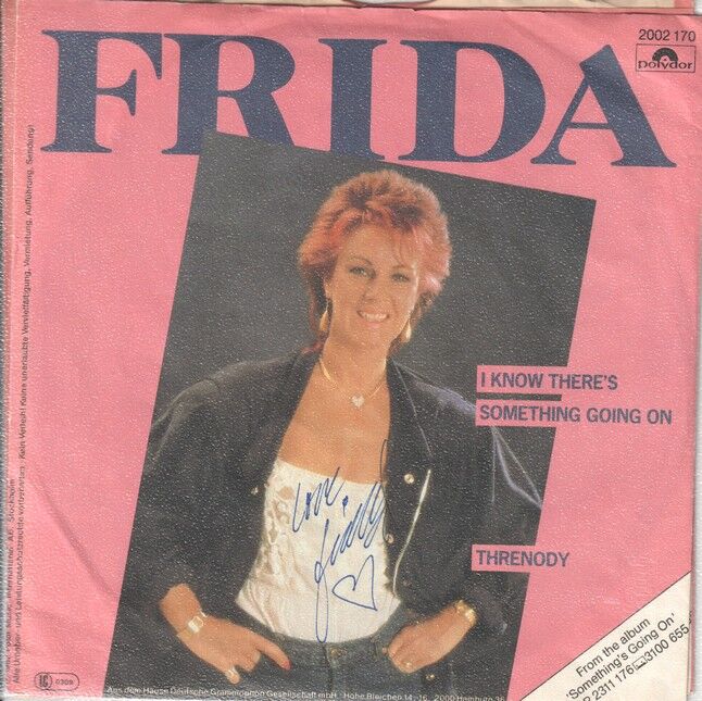 Autogramm Pop (SWE) | FRIDA Lyngstad (ABBA) | 1982 Single (Portrait Color) "I Know..."