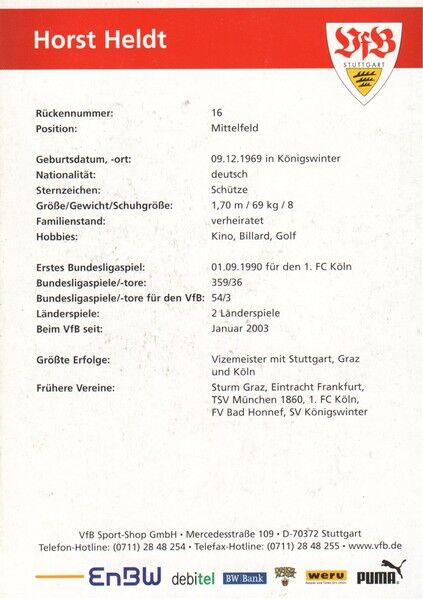 Autogramm Fussball | VfB Stuttgart | 2005 | Horst HELDT (2)