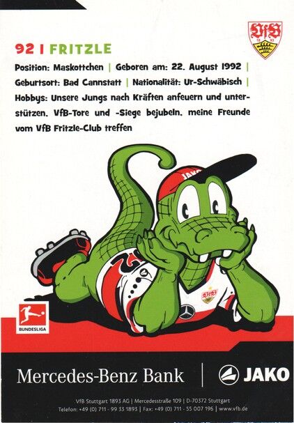Autogramm Fussball | VfB Stuttgart | 2021 | FRITZLE (Maskottchen)