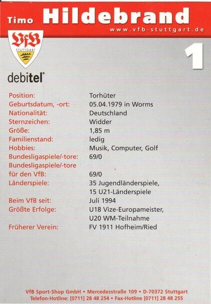 Autogramm Fussball | VfB Stuttgart | 2002 | Timo HILDEBRAND